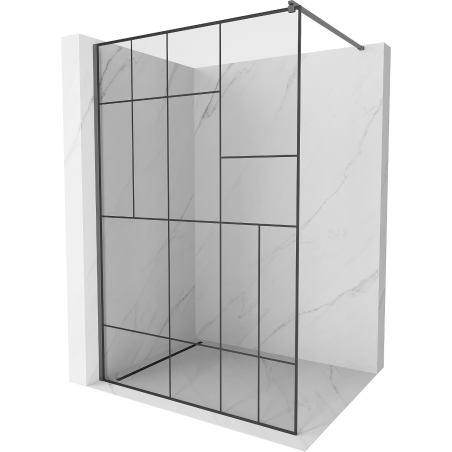Mexen Kioto ścianka prysznicowa Walk-in 120 x 200 cm, czarny wzór 8 mm, gun metal - 800-120-101-95-78