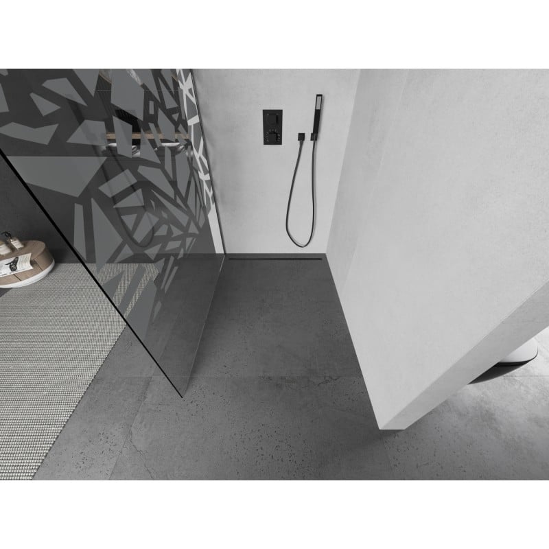 Mexen Kioto ścianka prysznicowa Walk-in 90 x 200 cm, biały wzór 8 mm, gun metal - 800-090-101-95-85