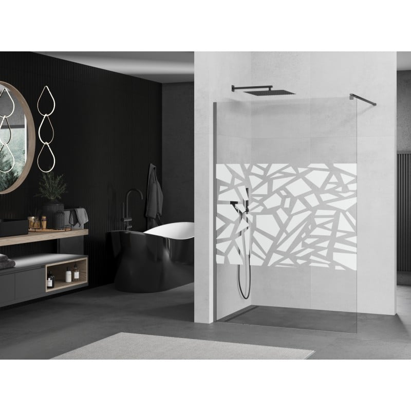 Mexen Kioto ścianka prysznicowa Walk-in 110 x 200 cm, biały wzór 8 mm, gun metal - 800-110-101-95-85