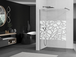 Mexen Kioto ścianka prysznicowa Walk-in 110 x 200 cm, biały wzór 8 mm, gun metal - 800-110-101-95-85