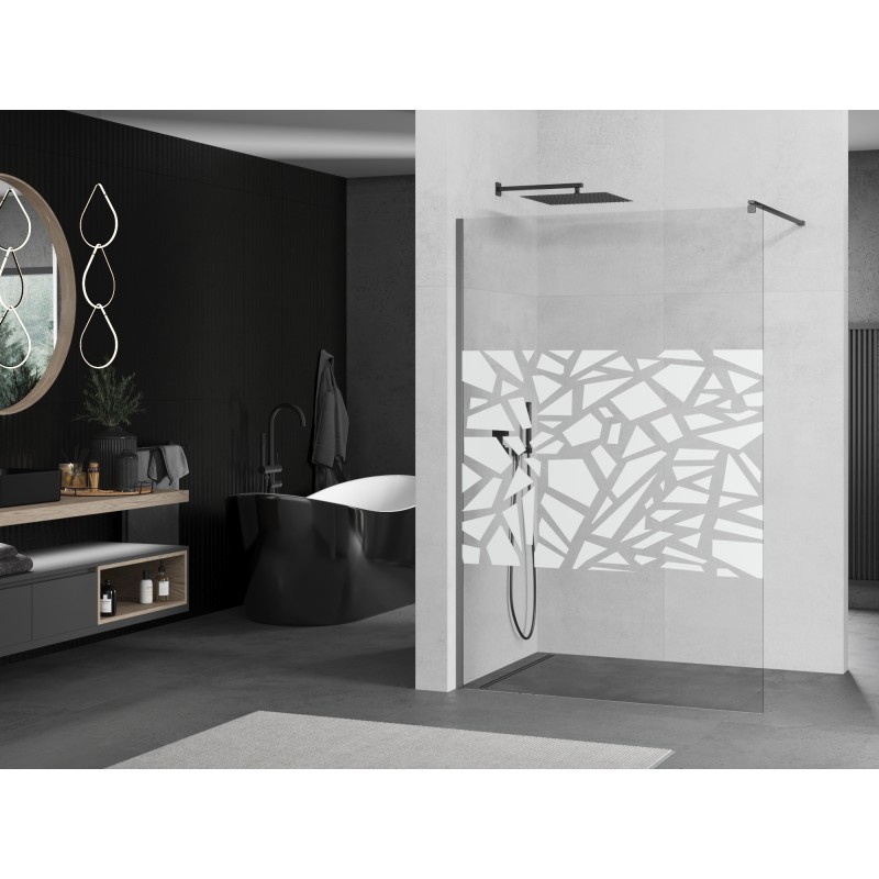 Mexen Kioto ścianka prysznicowa Walk-in 120 x 200 cm, biały wzór 8 mm, gun metal - 800-120-101-95-85
