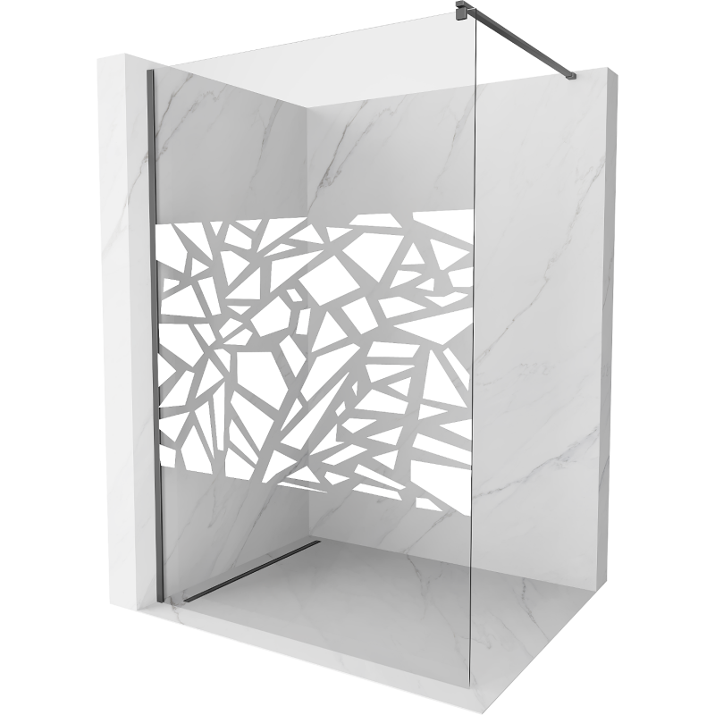 Mexen Kioto ścianka prysznicowa Walk-in 120 x 200 cm, biały wzór 8 mm, gun metal - 800-120-101-95-85