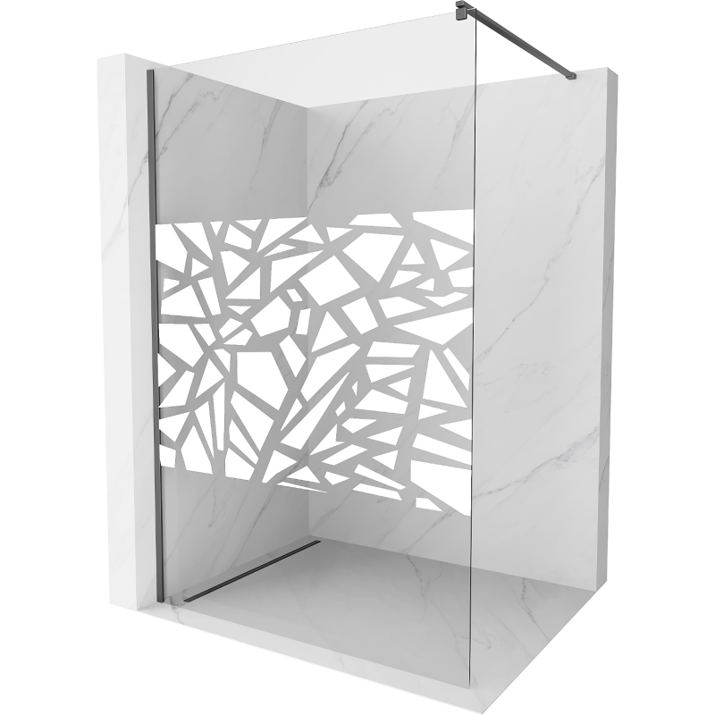 Mexen Kioto ścianka prysznicowa Walk-in 140 x 200 cm, biały wzór 8 mm, gun metal - 800-140-101-95-85