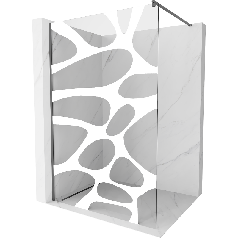 Mexen Kioto ścianka prysznicowa Walk-in 80 x 200 cm, biała fala 8 mm, gun metal - 800-080-101-95-97