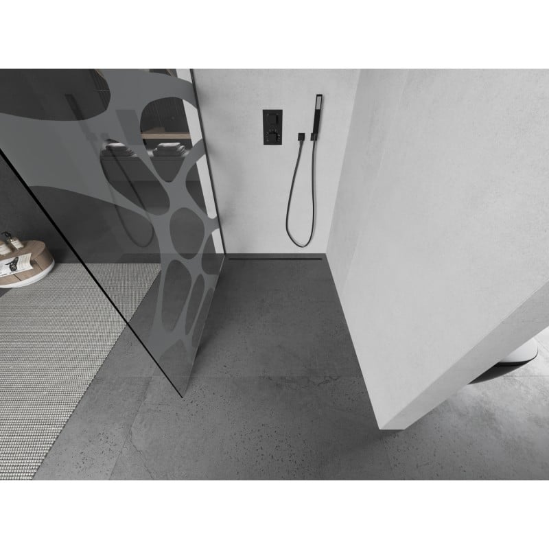 Mexen Kioto ścianka prysznicowa Walk-in 100 x 200 cm, biała fala 8 mm, gun metal - 800-100-101-95-97