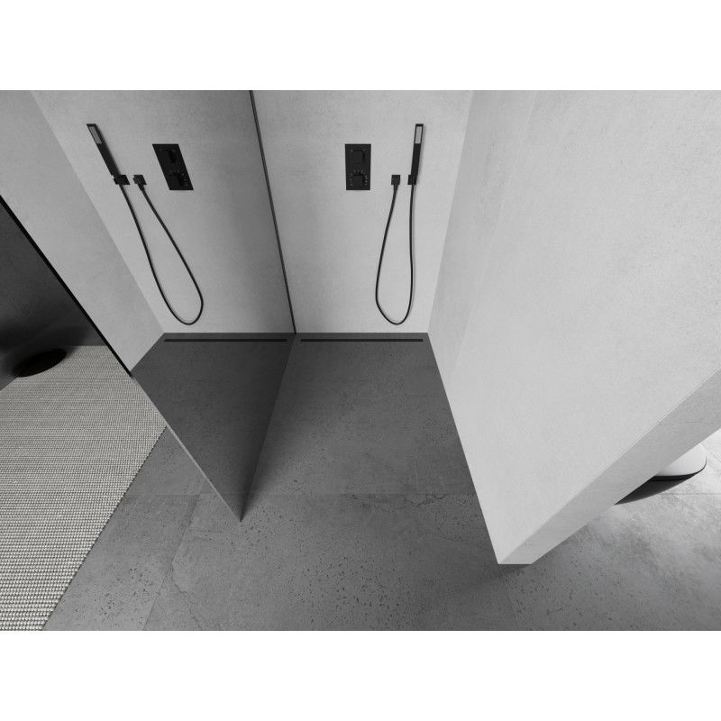 Mexen Kioto ścianka prysznicowa Walk-in 90 x 200 cm, lustro 8 mm, gun metal - 800-090-101-95-50