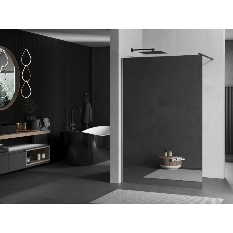 Mexen Kioto ścianka prysznicowa Walk-in 100 x 200 cm, lustro 8 mm, gun metal - 800-100-101-95-50