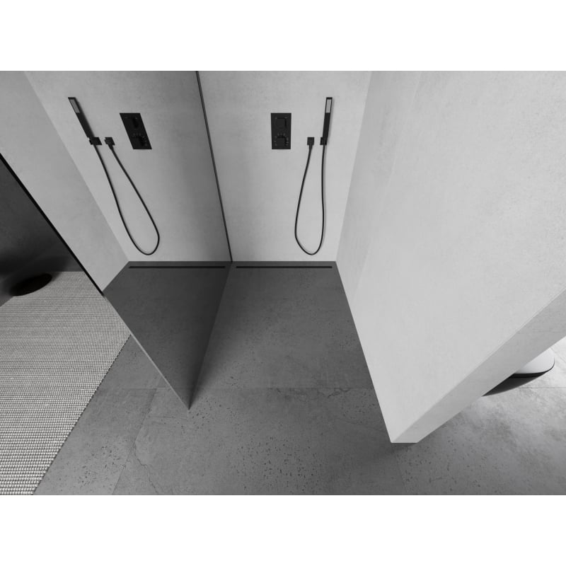 Mexen Kioto ścianka prysznicowa Walk-in 140 x 200 cm, lustro 8 mm, gun metal - 800-140-101-95-50