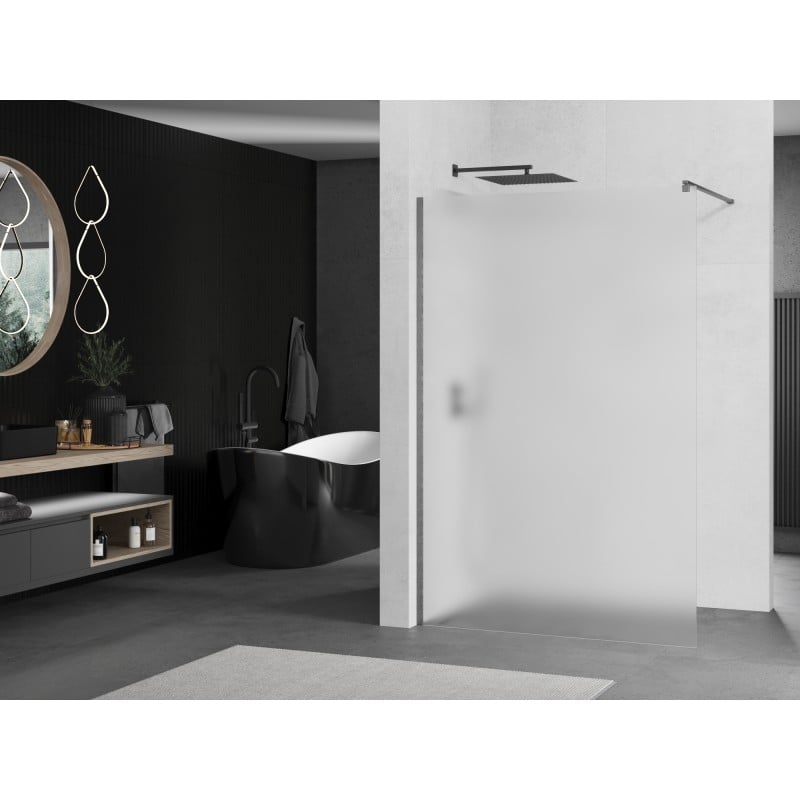 Mexen Kioto ścianka prysznicowa Walk-in 120 x 200 cm, szron 8 mm, gun gray szczotkowany - 800-120-101-66-30