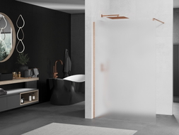 Mexen Kioto ścianka prysznicowa Walk-in 90 x 200 cm, szron 8 mm, miedź szczotkowana - 800-090-101-65-30