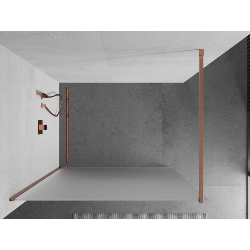 Mexen Kioto ścianka prysznicowa Walk-in 90 x 200 cm, szron 8 mm, miedź szczotkowana - 800-090-101-65-30