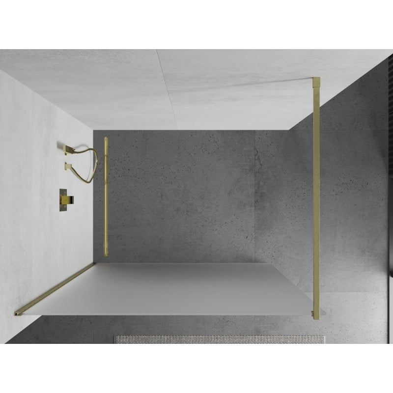 Mexen Kioto ścianka prysznicowa Walk-in 80 x 200 cm, szron 8 mm, złota szczotkowana - 800-080-101-55-30