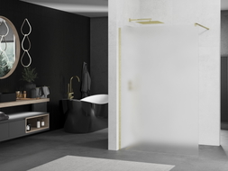 Mexen Kioto ścianka prysznicowa Walk-in 120 x 200 cm, szron 8 mm, złota szczotkowana - 800-120-101-55-30