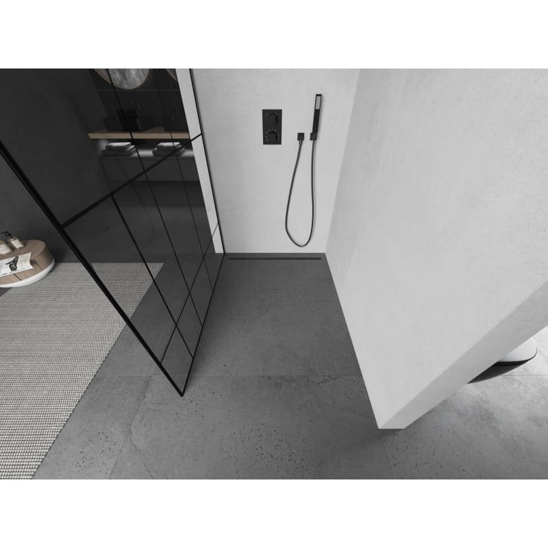 Mexen Kioto L ścianka prysznicowa Walk-in 90 x 200 cm, czarny wzór, gun metal - 800-090-103-95-78