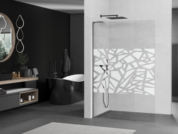 Mexen Kioto L ścianka prysznicowa Walk-in 70 x 200 cm, biały wzór, gun metal - 800-070-103-95-85