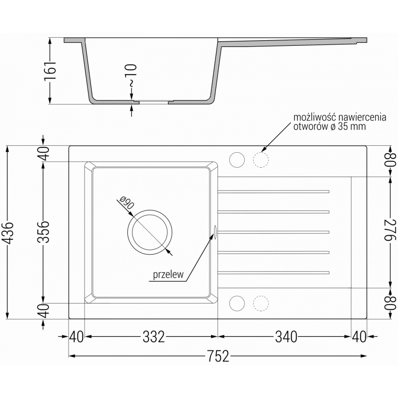 Mexen Pablo zlewozmywak granitowy 1-komorowy z ociekaczem i baterią kuchenną Telma, czarny - 6510-77-670200-50