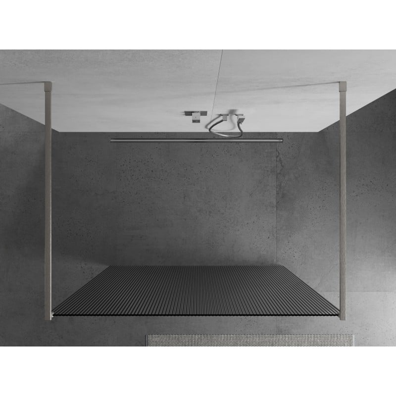 Mexen Kioto ścianka prysznicowa wolnostojąca 100 x 200 cm, prążki 8 mm, nikiel szczotkowany - 800-100-002-97-09