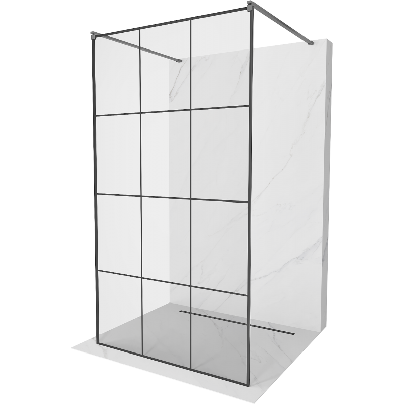 Mexen Kioto ścianka prysznicowa wolnostojąca 110 x 200 cm, czarna kratka 8 mm, gun metal - 800-110-002-95-77