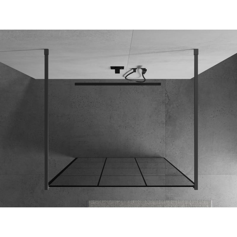 Mexen Kioto ścianka prysznicowa wolnostojąca 110 x 200 cm, czarna kratka 8 mm, gun metal - 800-110-002-95-77
