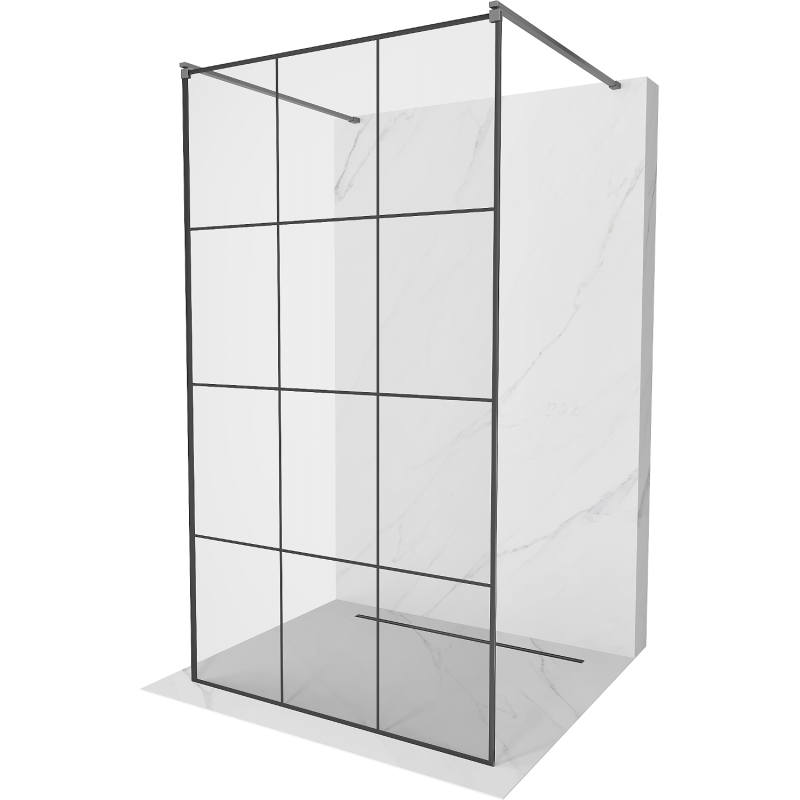 Mexen Kioto ścianka prysznicowa wolnostojąca 100 x 200 cm, czarna kratka 8 mm, gun metal - 800-100-002-95-77