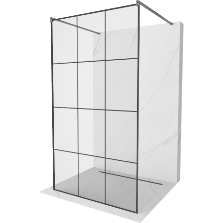 Mexen Kioto ścianka prysznicowa wolnostojąca 100 x 200 cm, czarna kratka 8 mm, gun metal - 800-100-002-95-77