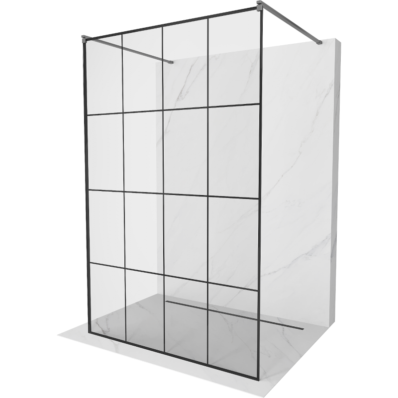 Mexen Kioto ścianka prysznicowa wolnostojąca 130 x 200 cm, czarna kratka 8 mm, gun metal - 800-130-002-95-77