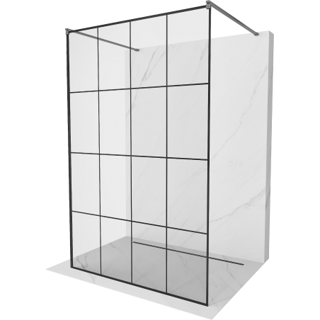 Mexen Kioto ścianka prysznicowa wolnostojąca 140 x 200 cm, czarna kratka 8 mm, gun metal - 800-140-002-95-77