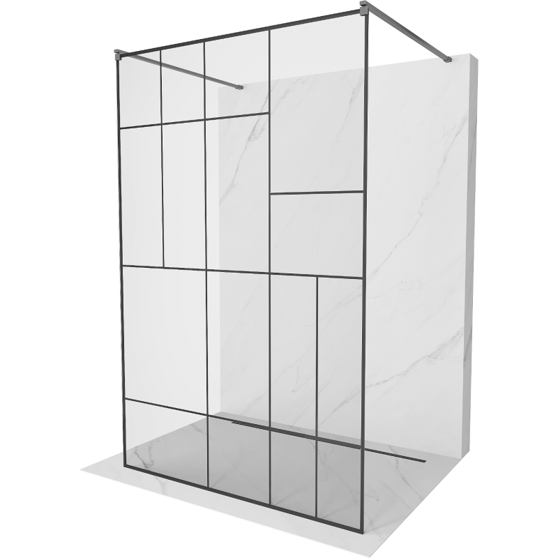 Mexen Kioto ścianka prysznicowa wolnostojąca 100 x 200 cm, czarny wzór 8 mm, gun metal - 800-100-002-95-78
