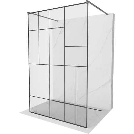 Mexen Kioto ścianka prysznicowa wolnostojąca 100 x 200 cm, czarny wzór 8 mm, gun metal - 800-100-002-95-78