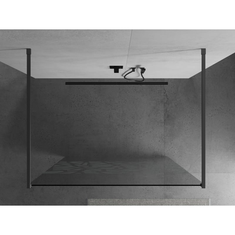 Mexen Kioto ścianka prysznicowa wolnostojąca 100 x 200 cm, biały wzór 8 mm, gun metal - 800-100-002-95-85