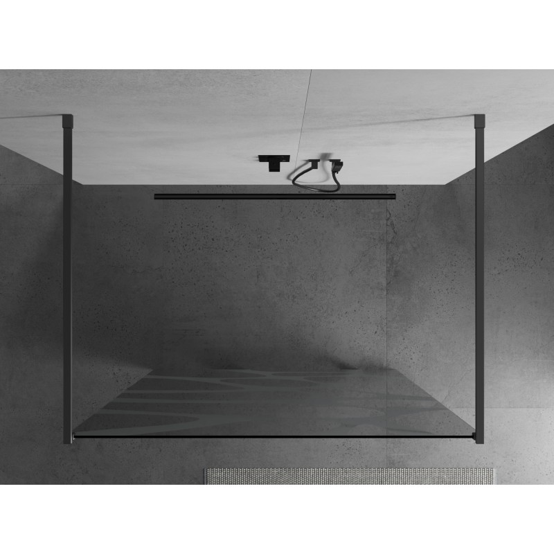 Mexen Kioto ścianka prysznicowa wolnostojąca 110 x 200 cm, biała fala 8 mm, gun metal - 800-110-002-95-97
