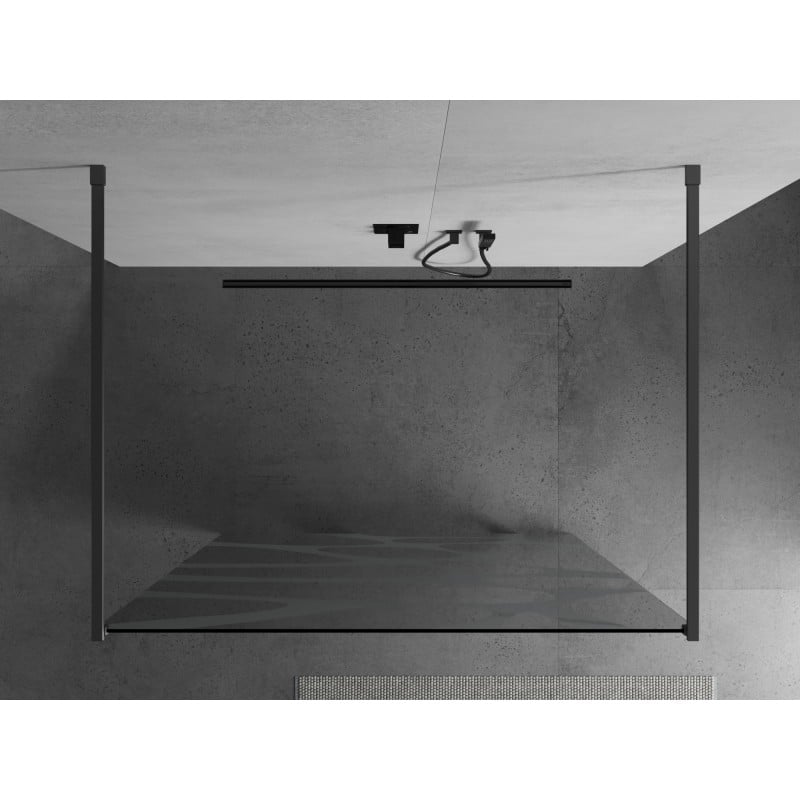 Mexen Kioto ścianka prysznicowa wolnostojąca 140 x 200 cm, biała fala 8 mm, gun metal - 800-140-002-95-97