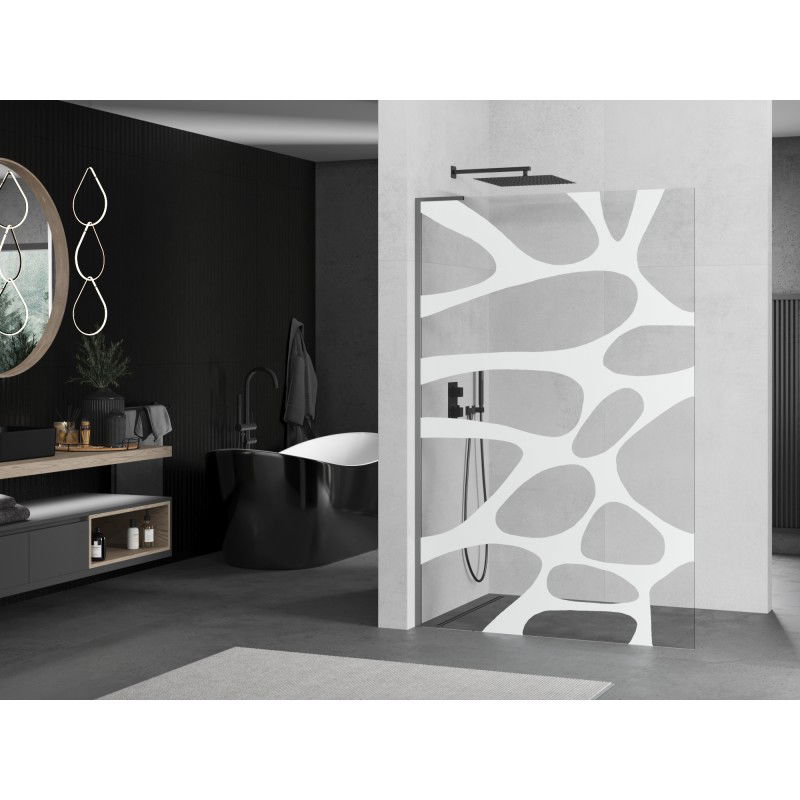 Mexen Kioto L ścianka prysznicowa Walk-in 100 x 200 cm, biała fala, gun metal - 800-100-103-95-97
