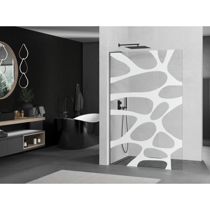 Mexen Kioto L ścianka prysznicowa Walk-in 120 x 200 cm, biała fala, gun metal - 800-120-103-95-97