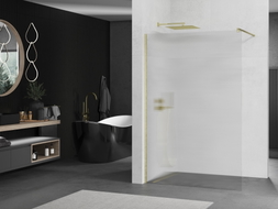 Mexen Kioto ścianka prysznicowa Walk-in 90 x 200 cm, prążki 8 mm, złota szczotkowana - 800-090-101-55-09