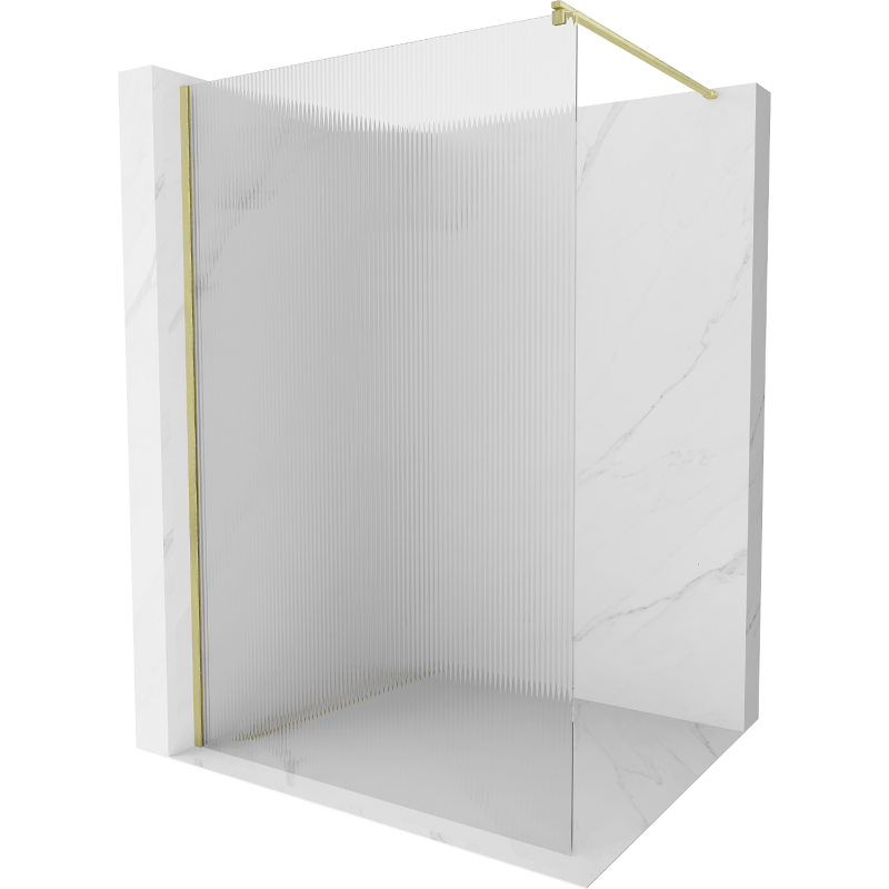 Mexen Kioto ścianka prysznicowa Walk-in 130 x 200 cm, prążki 8 mm, złota szczotkowana - 800-130-101-55-09
