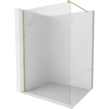 Mexen Kioto ścianka prysznicowa Walk-in 130 x 200 cm, prążki 8 mm, złota szczotkowana - 800-130-101-55-09