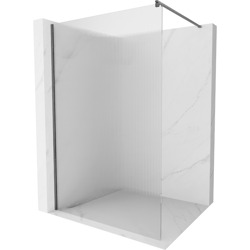 Mexen Kioto ścianka prysznicowa Walk-in 70 x 200 cm, prążki 8 mm, gun gray szczotkowany - 800-070-101-66-09