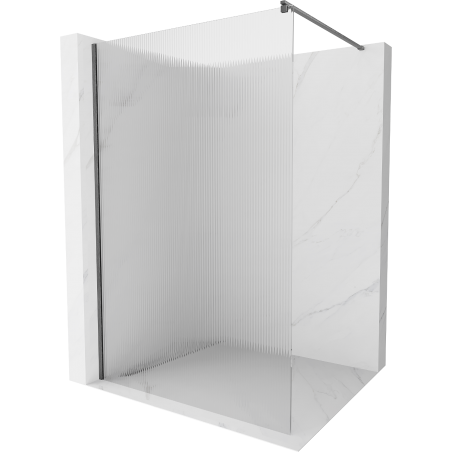 Mexen Kioto ścianka prysznicowa Walk-in 130 x 200 cm, prążki 8 mm, gun gray szczotkowany - 800-130-101-66-09