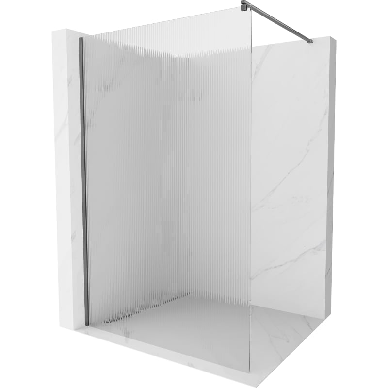 Mexen Kioto ścianka prysznicowa Walk-in 70 x 200 cm, prążki 8 mm, gun metal - 800-070-101-95-09