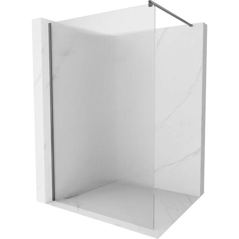 Mexen Kioto ścianka prysznicowa Walk-in 130 x 200 cm, prążki 8 mm, gun metal - 800-130-101-95-09