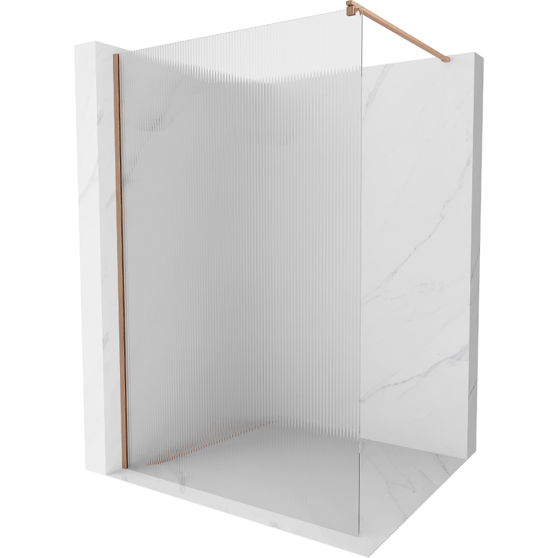 Mexen Kioto ścianka prysznicowa Walk-in 70 x 200 cm, prążki 8 mm, miedź szczotkowana - 800-070-101-65-09