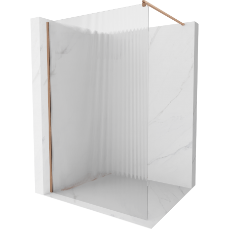 Mexen Kioto ścianka prysznicowa Walk-in 90 x 200 cm, prążki 8 mm, miedź szczotkowana - 800-090-101-65-09