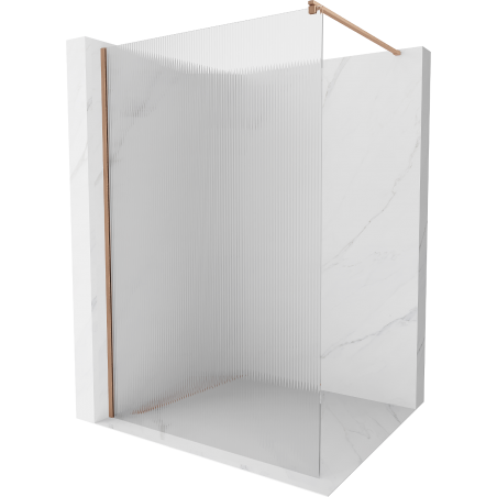 Mexen Kioto ścianka prysznicowa Walk-in 110 x 200 cm, prążki 8 mm, miedź szczotkowana - 800-110-101-65-09