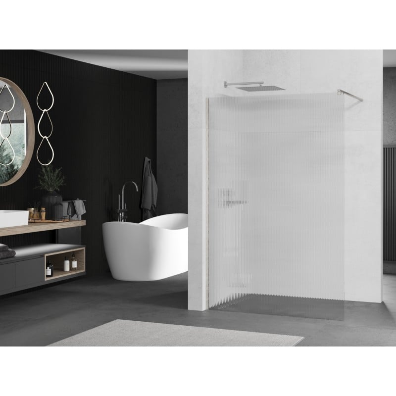 Mexen Kioto ścianka prysznicowa Walk-in 70 x 200 cm, prążki 8 mm, nikiel szczotkowany - 800-070-101-97-09