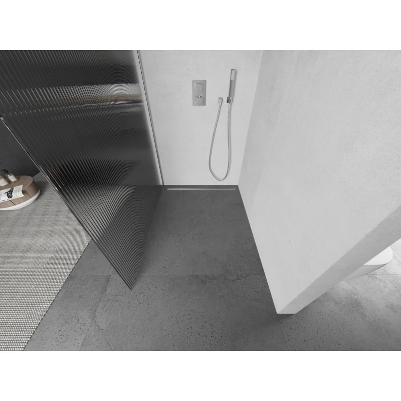 Mexen Kioto ścianka prysznicowa Walk-in 80 x 200 cm, prążki 8 mm, nikiel szczotkowany - 800-080-101-97-09