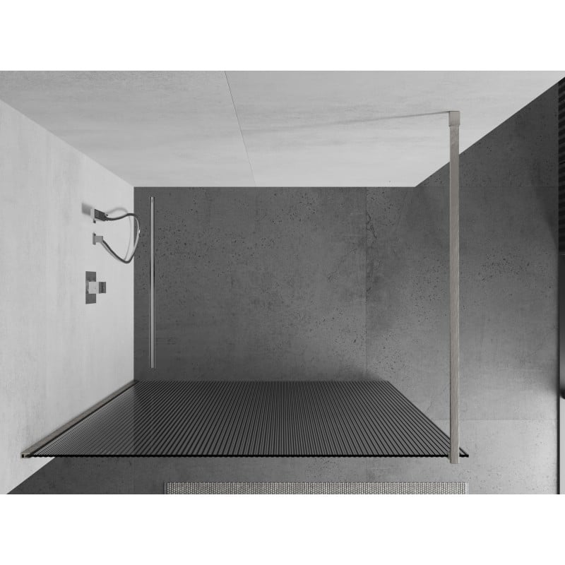 Mexen Kioto ścianka prysznicowa Walk-in 90 x 200 cm, prążki 8 mm, nikiel szczotkowany - 800-090-101-97-09