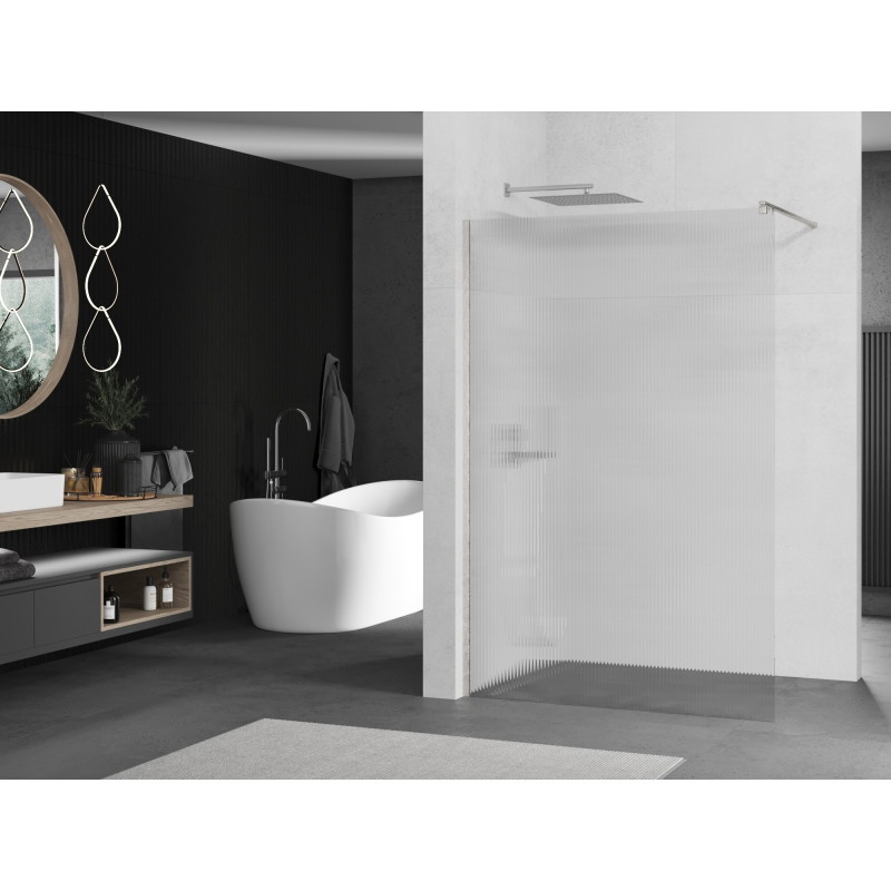 Mexen Kioto ścianka prysznicowa Walk-in 100 x 200 cm, prążki 8 mm, nikiel szczotkowany - 800-100-101-97-09