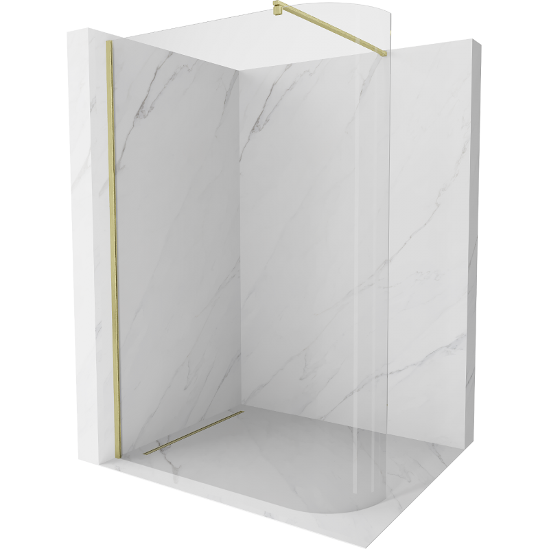 Mexen Kioto-R ścianka prysznicowa zaokrąglona Walk-in 120 x 200 cm, transparent 8 mm, złota szczotkowana - 800-120-101-55-06