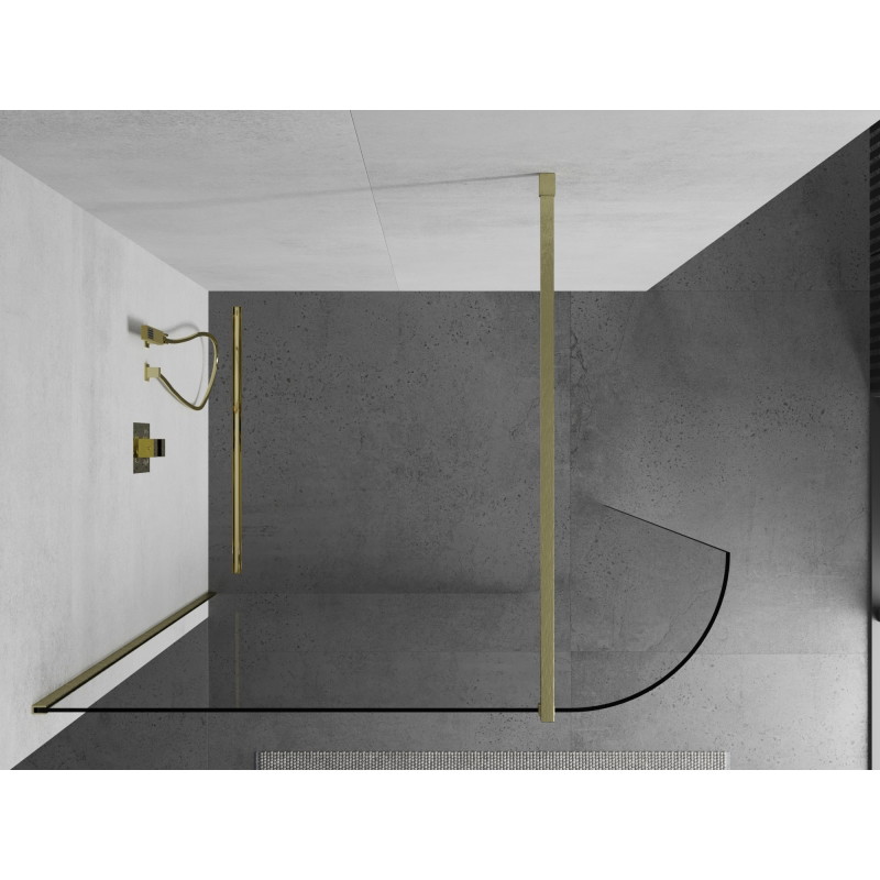 Mexen Kioto-R ścianka prysznicowa zaokrąglona Walk-in 120 x 200 cm, transparent 8 mm, złota szczotkowana - 800-120-101-55-06